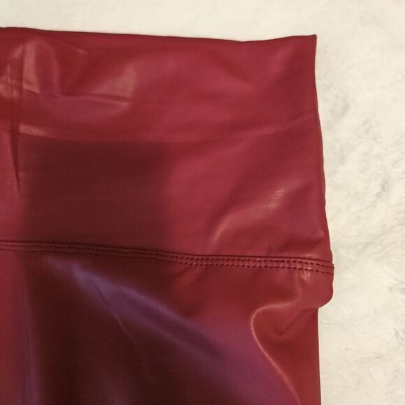 Faux Leather Leggings in Cranberry - Size L - Picture 6 of 6
